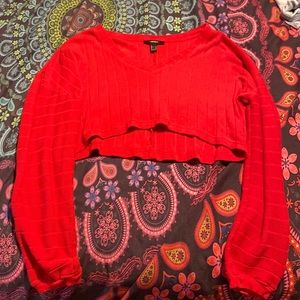 Red long sleeve crop top